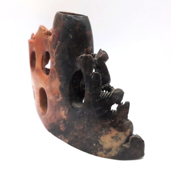 Vintage Asian Chinese Carved Soapstone Monkey Animal Vase - Brush Pot - Display - Picture 6 of 13